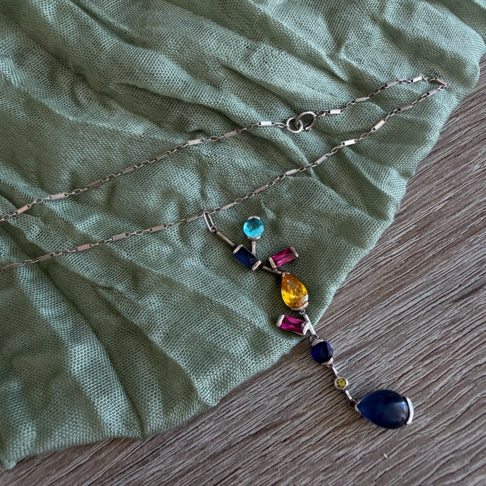 Gemstone Necklace Teardrop Necklace 925
15”